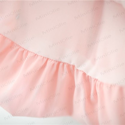 Completo da bambina composto da canotta e pantaloncini in cotone rosa con fiori. - image 7