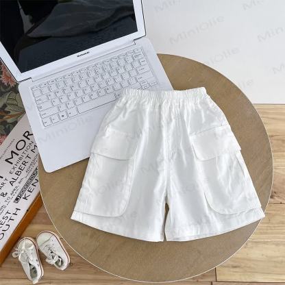 Pantaloncini da bambino in cotone a tinta unita - Bianco - 8-9T - image 3