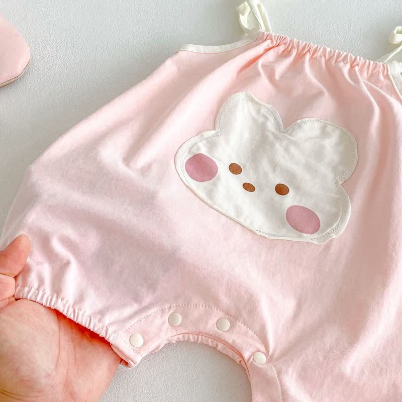 Tutina da bambina con spalline a fiori e coniglietti - image 7