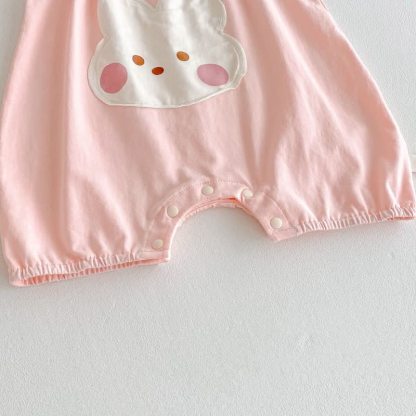 Tutina da bambina con spalline a fiori e coniglietti - image 8