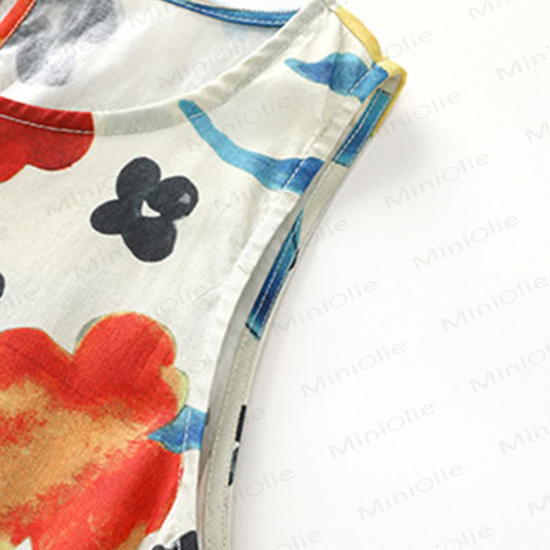 Vestito senza maniche in cotone con stampa floreale per bambina - image 3