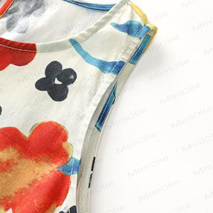 Vestito senza maniche in cotone con stampa floreale per bambina - image 3