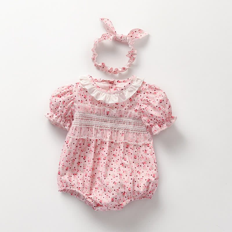 Body rosa baby con stampa floreale e fascia per capelli - Rosa - 18-24 mesi - image 1