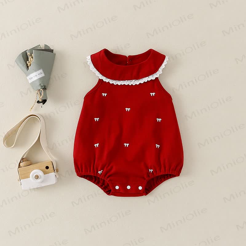 Body rosso per neonati con fiocco ricamato - Rosso - 18-24 mesi - image 1
