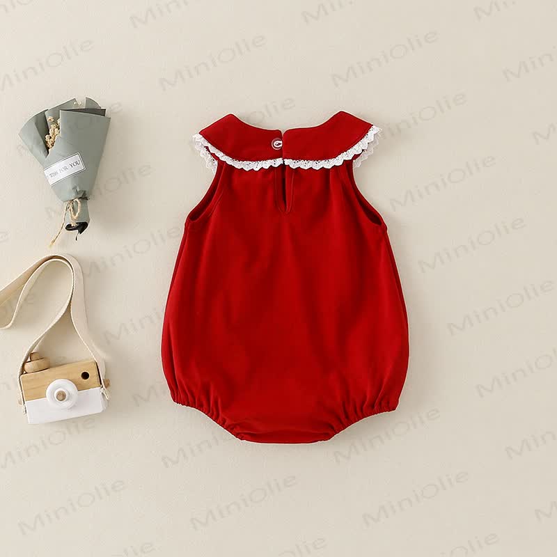 Body rosso per neonati con fiocco ricamato - image 4