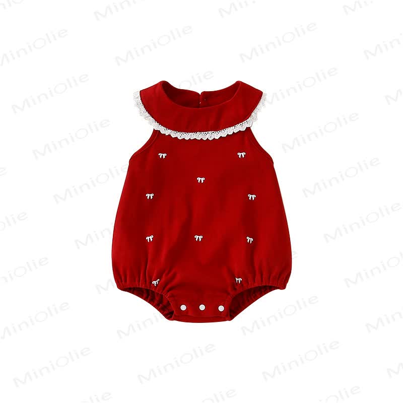 Body rosso per neonati con fiocco ricamato - image 5