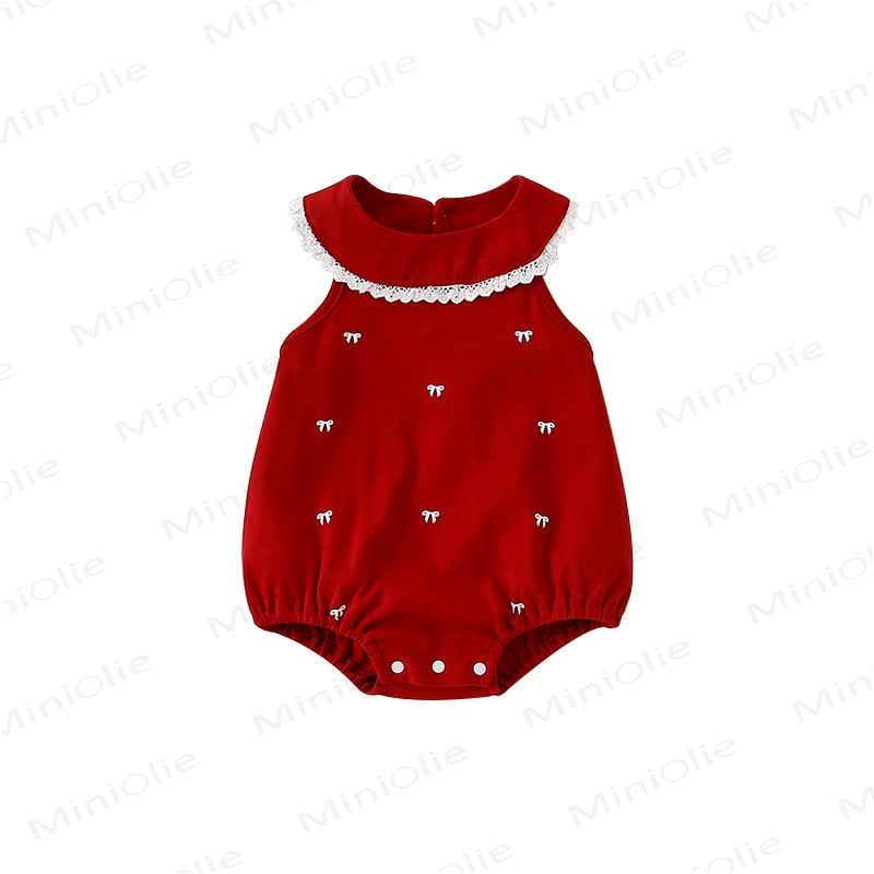 Body rosso per neonati con fiocco ricamato - image 5