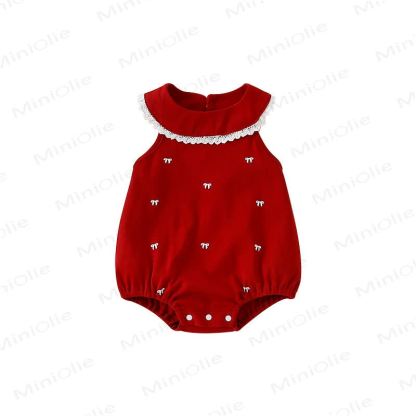 Body rosso per neonati con fiocco ricamato - image 5