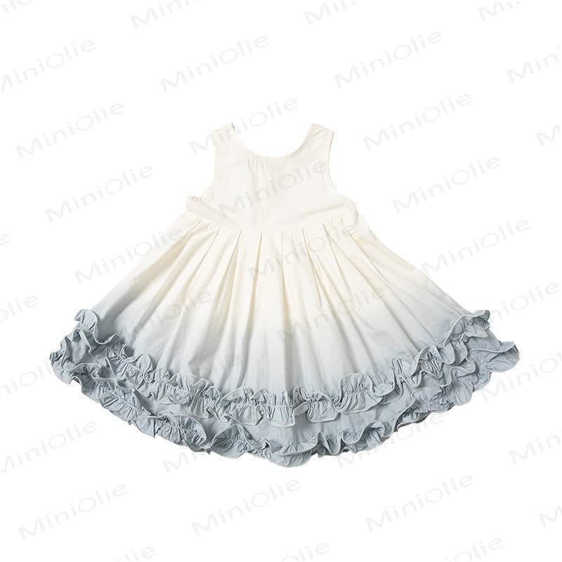Vestito senza maniche in cotone con volant per bambina - image 3