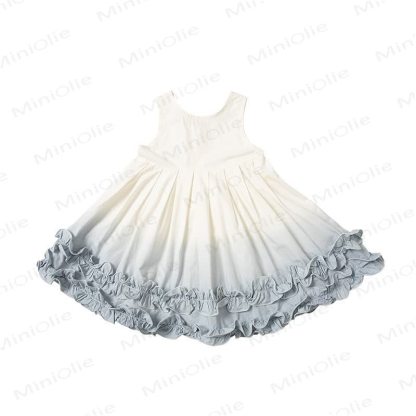 Vestito senza maniche in cotone con volant per bambina - image 3
