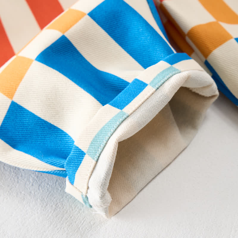 Salopette a righe e quadri colorata per neonati e bambini piccoli - image 5