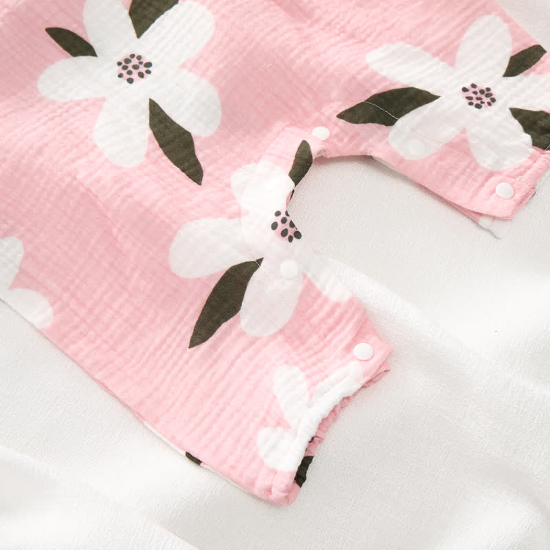 Tutina bianca a fiori per neonati con cappellino - image 5