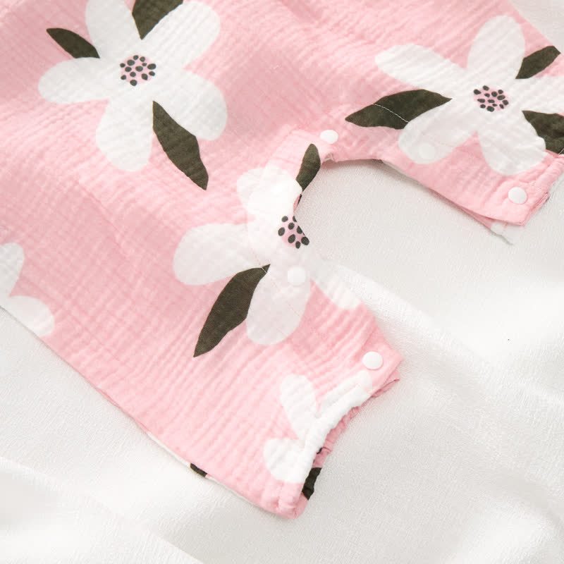 Tutina bianca a fiori per neonati con cappellino - image 5
