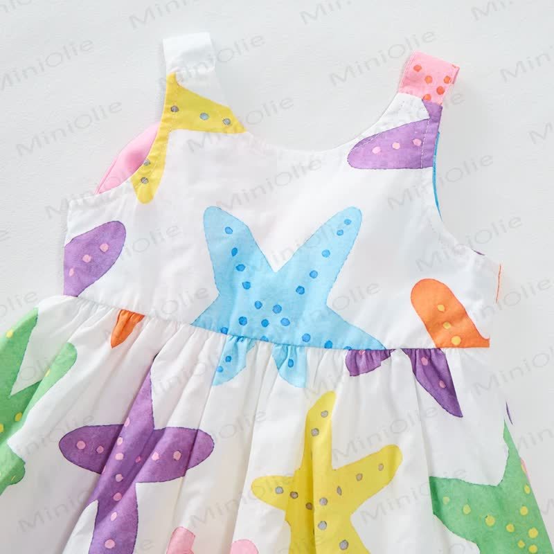 Vestitino colorato con fiocco a stella marina e cappellino per bambina - image 6