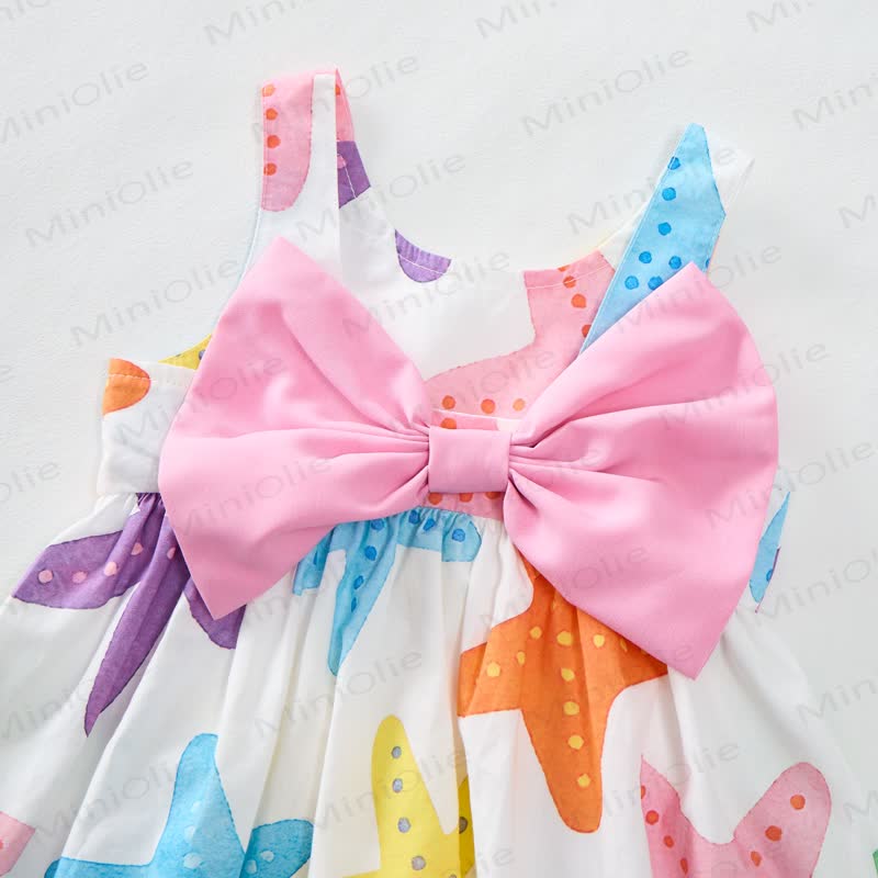 Vestitino colorato con fiocco a stella marina e cappellino per bambina - image 7