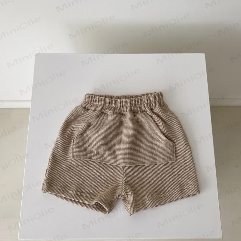 Pantaloncini o maglietta a coste in tinta unita per neonati in cotone. - Pantaloncini marroni - 2-3T - image 3