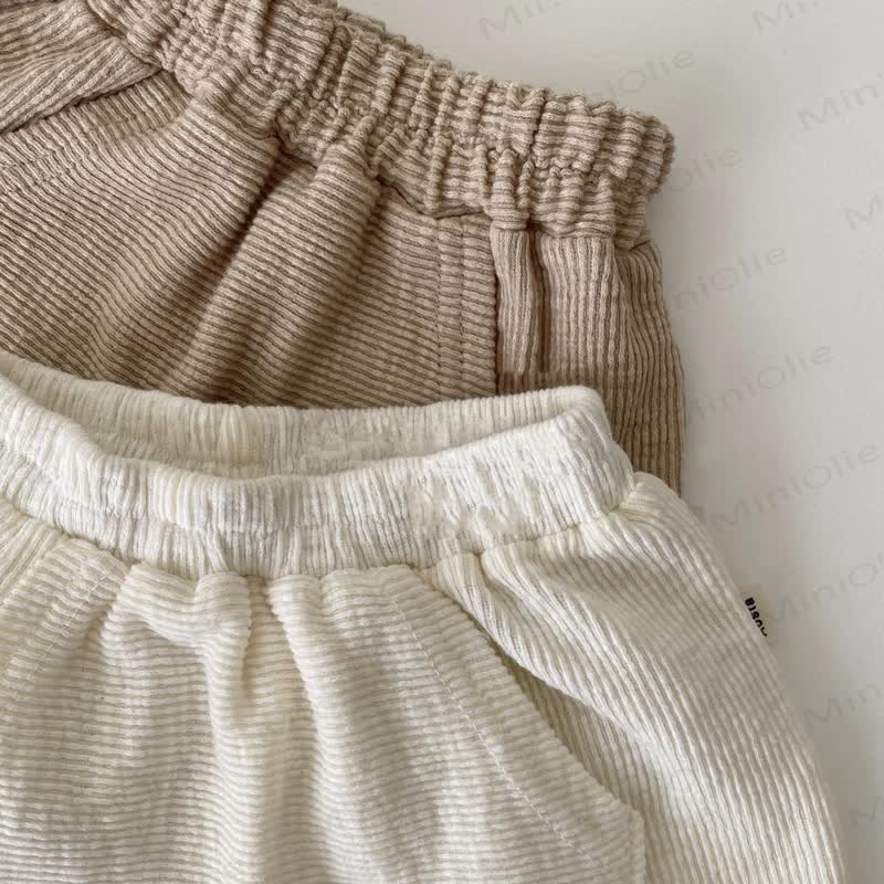 Pantaloncini o maglietta a coste in tinta unita per neonati in cotone. - image 6