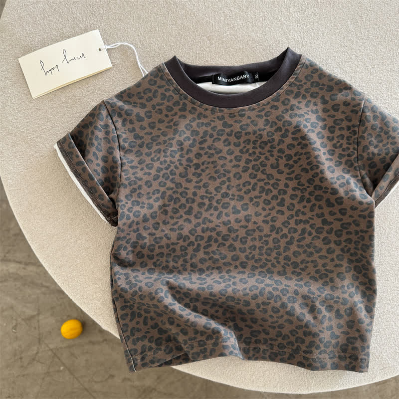T-shirt girocollo per bambini con stampa leopardata - Marrone - 10-11T - image 1