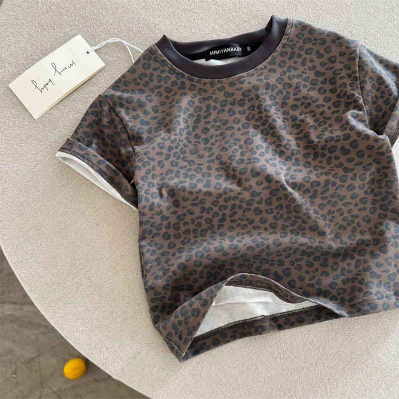T-shirt girocollo per bambini con stampa leopardata - image 2