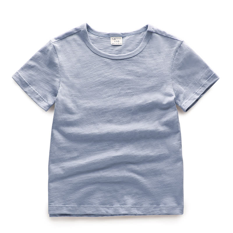 Maglietta girocollo a tinta unita per bambini - Grigio-blu - 7-8T - image 5