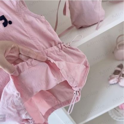 Gilet rosa tinta unita in cotone per bambina - image 3