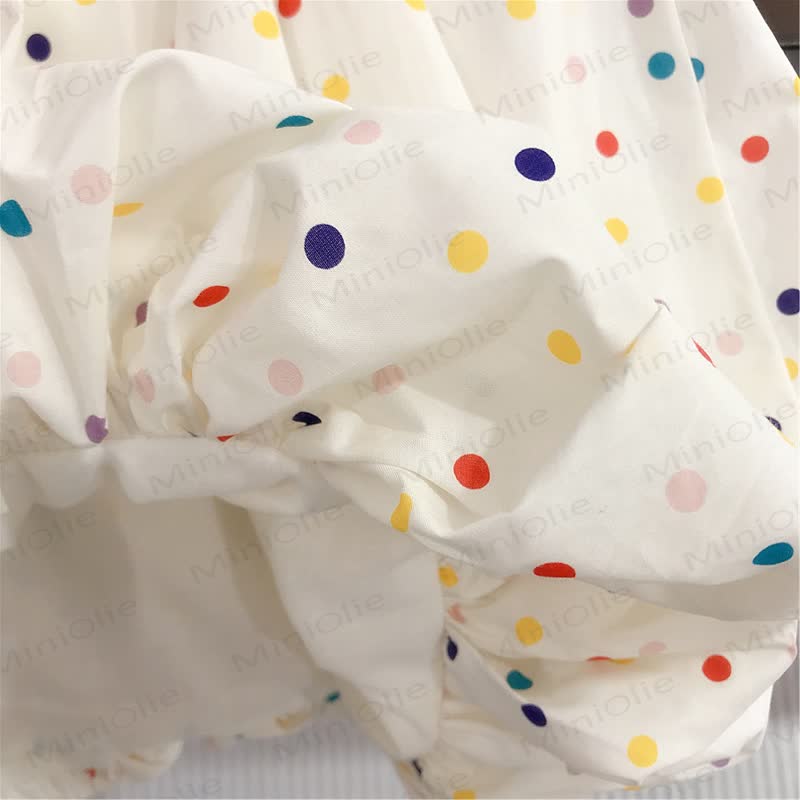 Vestito senza maniche in cotone a pois per bambina - image 5