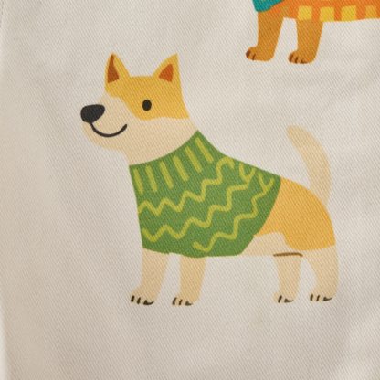 Salopette beige per neonati e bambini con stampa di cani e tasche - image 6