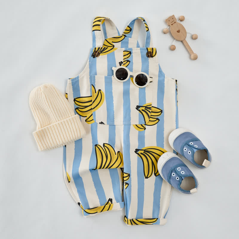 Salopette da neonato/bambino a righe blu banana con tasche - image 2