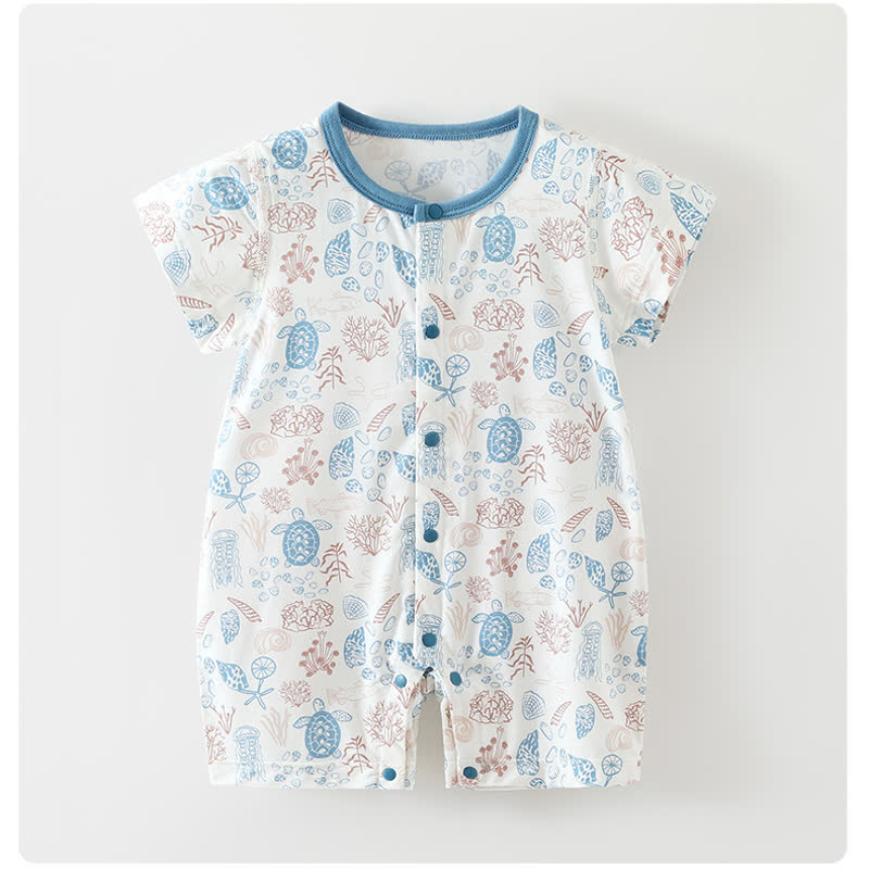 Tutina estiva per neonati con stampa giardino/oceano - Tartaruga Bianca - 18-24 mesi