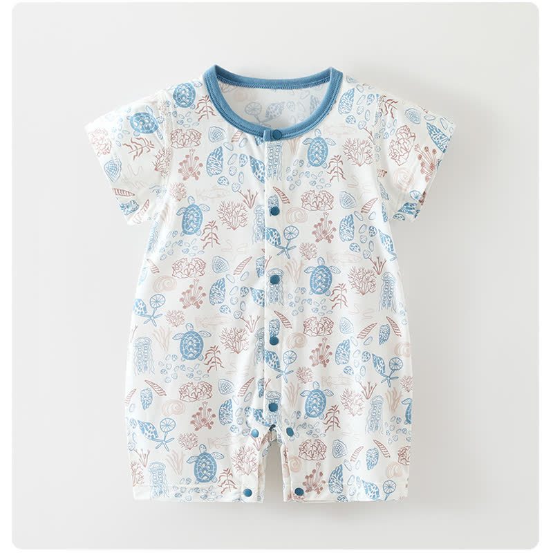 Tutina estiva per neonati con stampa giardino/oceano - Tartaruga Bianca - 18-24 mesi