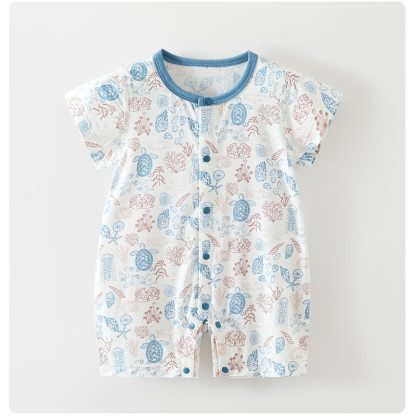 Tutina estiva per neonati con stampa giardino/oceano - Tartaruga Bianca - 18-24 mesi