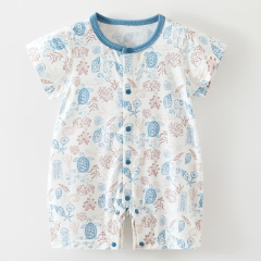 Tutina estiva per neonati con stampa giardino/oceano - image 3