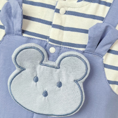 Tutina a righe con applicazioni a forma di orsetto - image 6