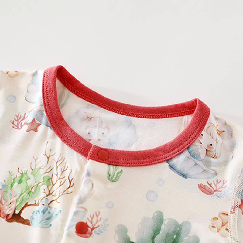 Tutina estiva per neonati con stampa giardino/oceano - image 5