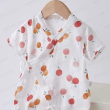 Kimono tutina in garza di seta con motivo a frutta per bambini - image 2