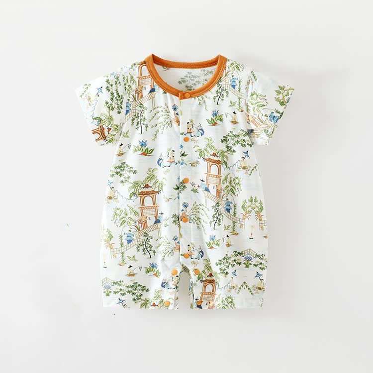 Tutina estiva per neonati con stampa giardino/oceano - Giardino Bianco - 18-24 mesi - image 1