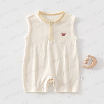 Tutina senza maniche in cotone con stampa granchio per neonati - Beige - 2-3T - image 3