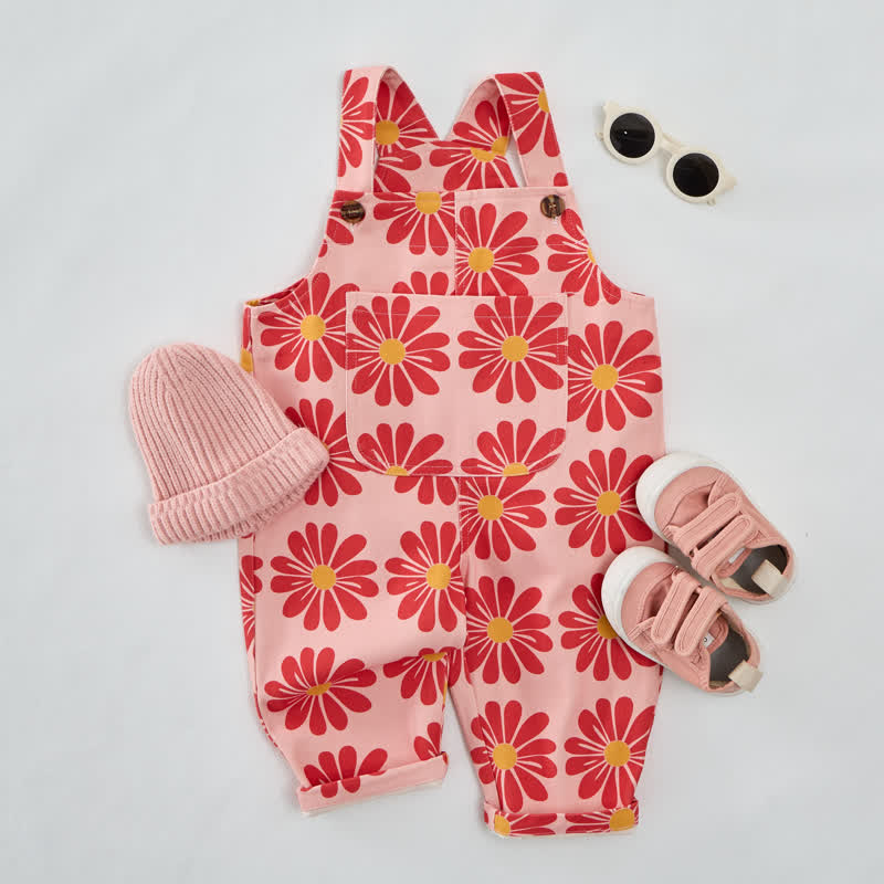 Salopette rosa a fiori per neonati e bambini piccoli - Rosa - 3-5T - image 1