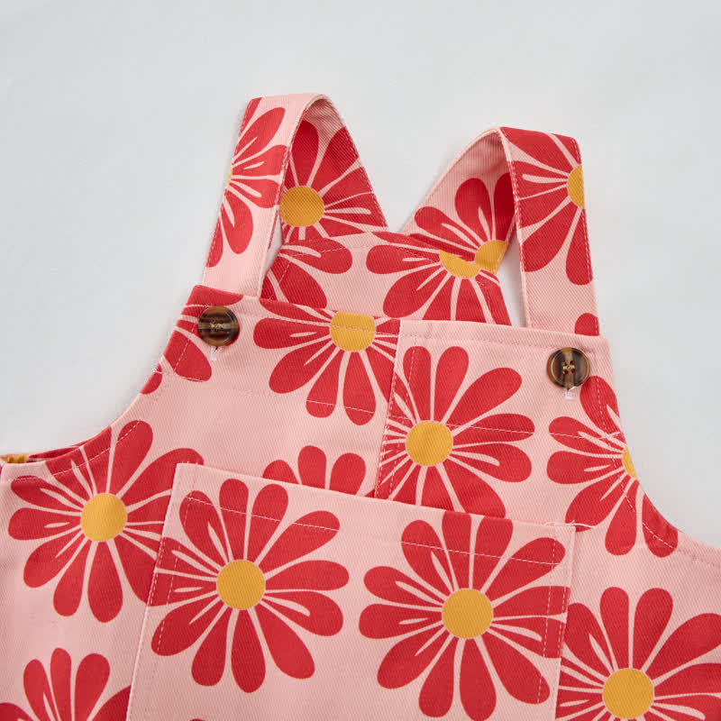 Salopette rosa a fiori per neonati e bambini piccoli - image 3