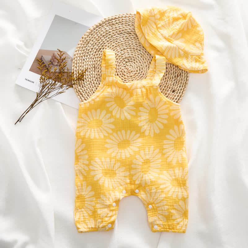 Tutina da neonato color giallo girasole con cappellino - image 2