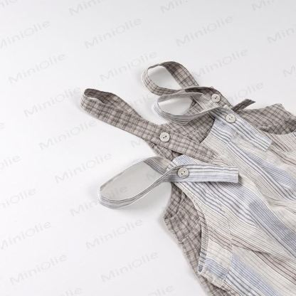 Tutina da bambino in cotone a righe e quadri vintage - image 4