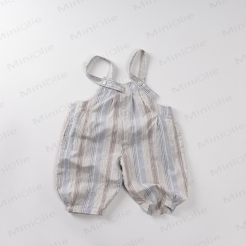 Tutina da bambino in cotone a righe e quadri vintage - Blu - 6-7T - image 3