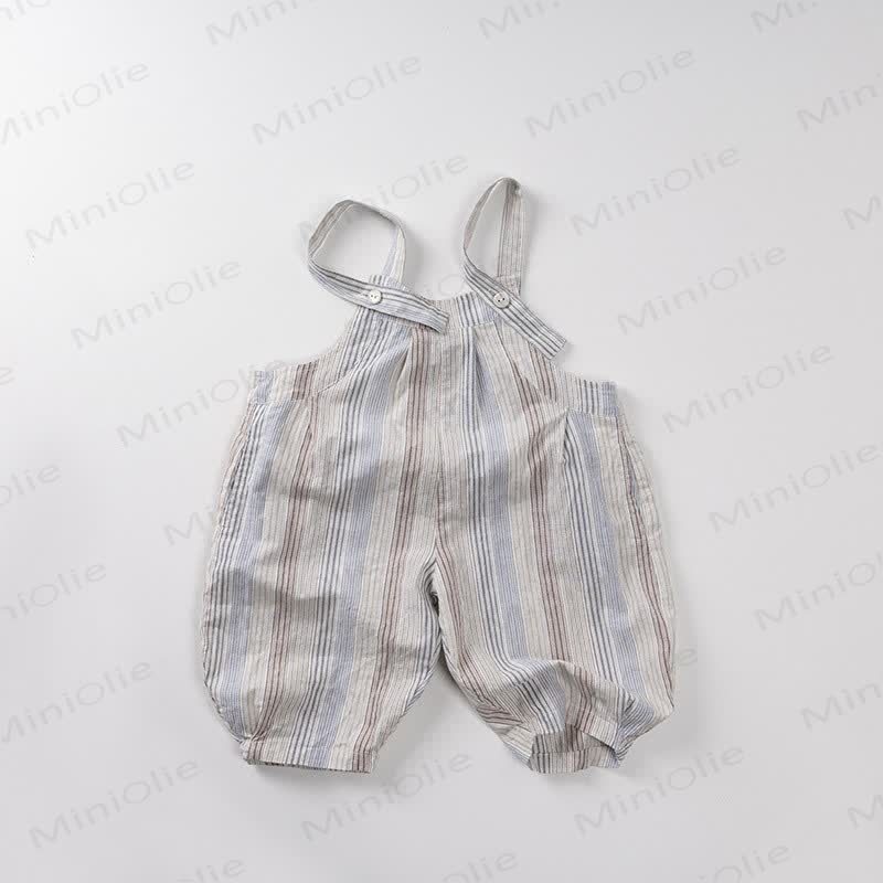 Tutina da bambino in cotone a righe e quadri vintage - Blu - 6-7T - image 3