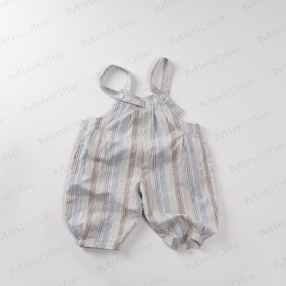 Tutina da bambino in cotone a righe e quadri vintage - Blu - 6-7T - image 3