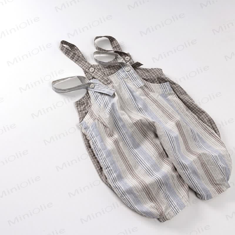 Tutina da bambino in cotone a righe e quadri vintage - image 1