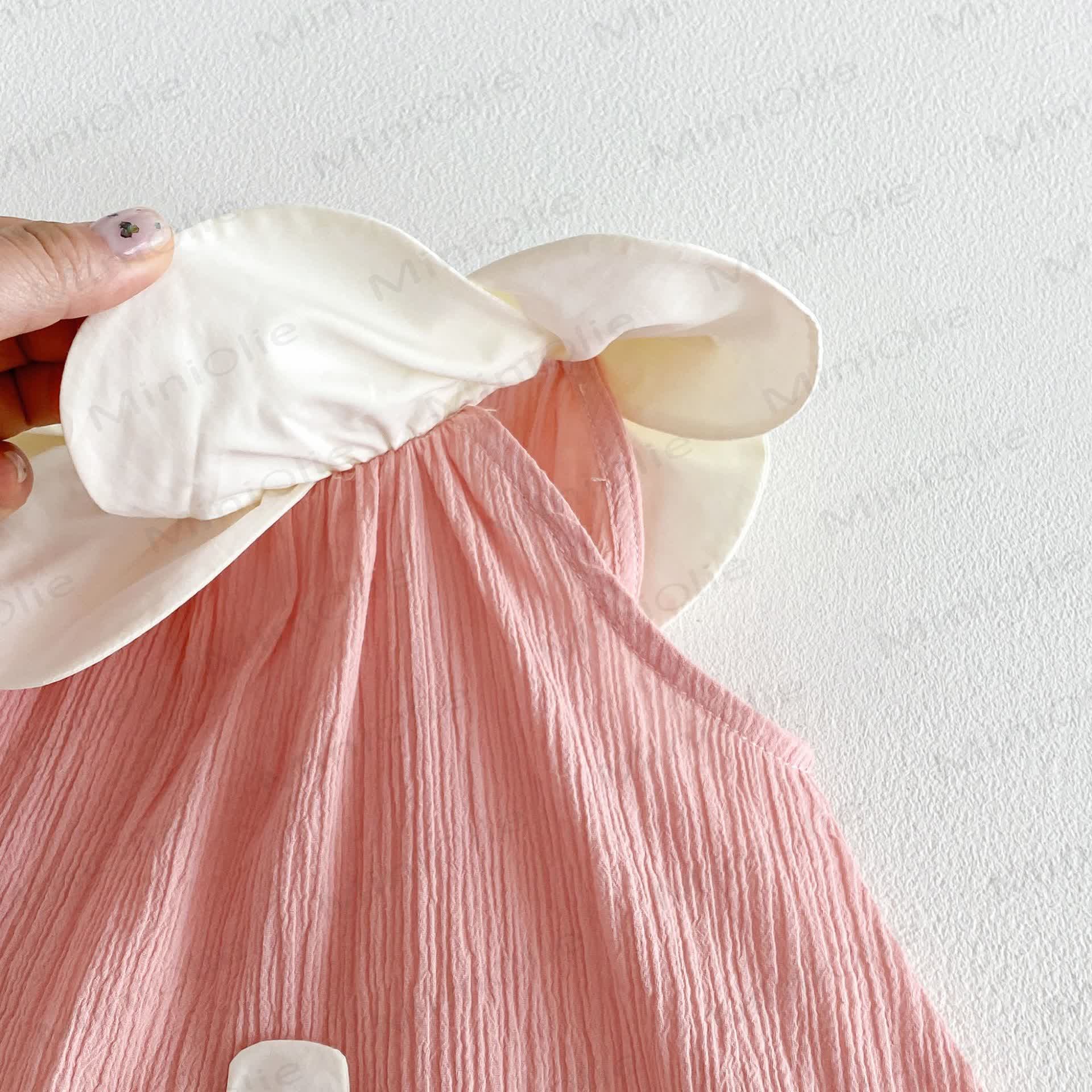 Vestito senza maniche con colletto a petalo e stampa floreale per bambina - image 5