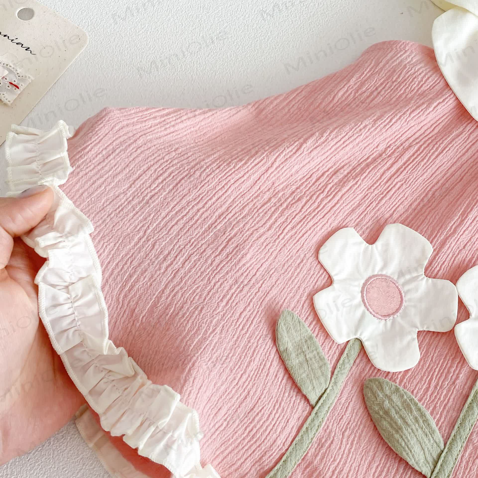 Vestito senza maniche con colletto a petalo e stampa floreale per bambina - image 6