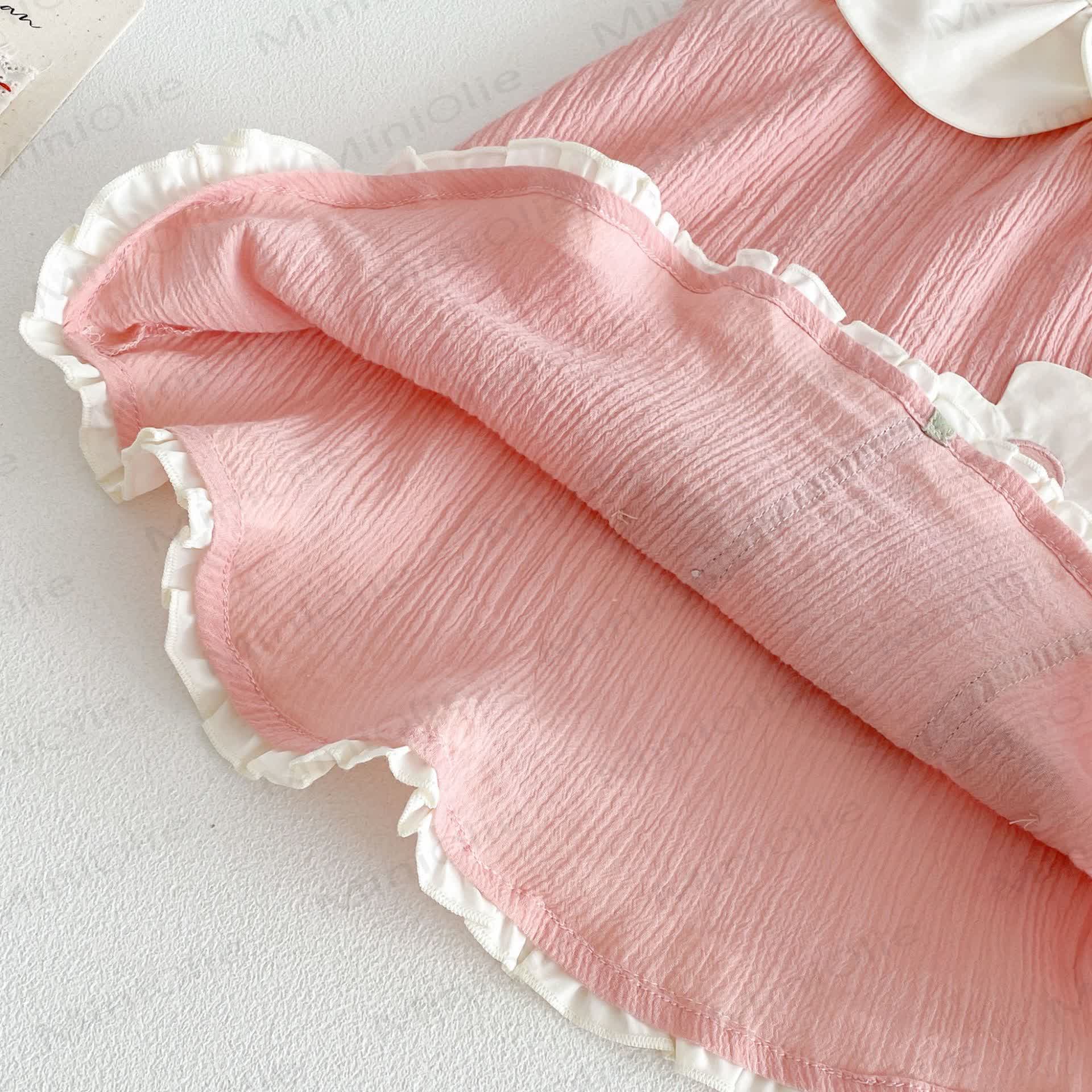 Vestito senza maniche con colletto a petalo e stampa floreale per bambina - image 8