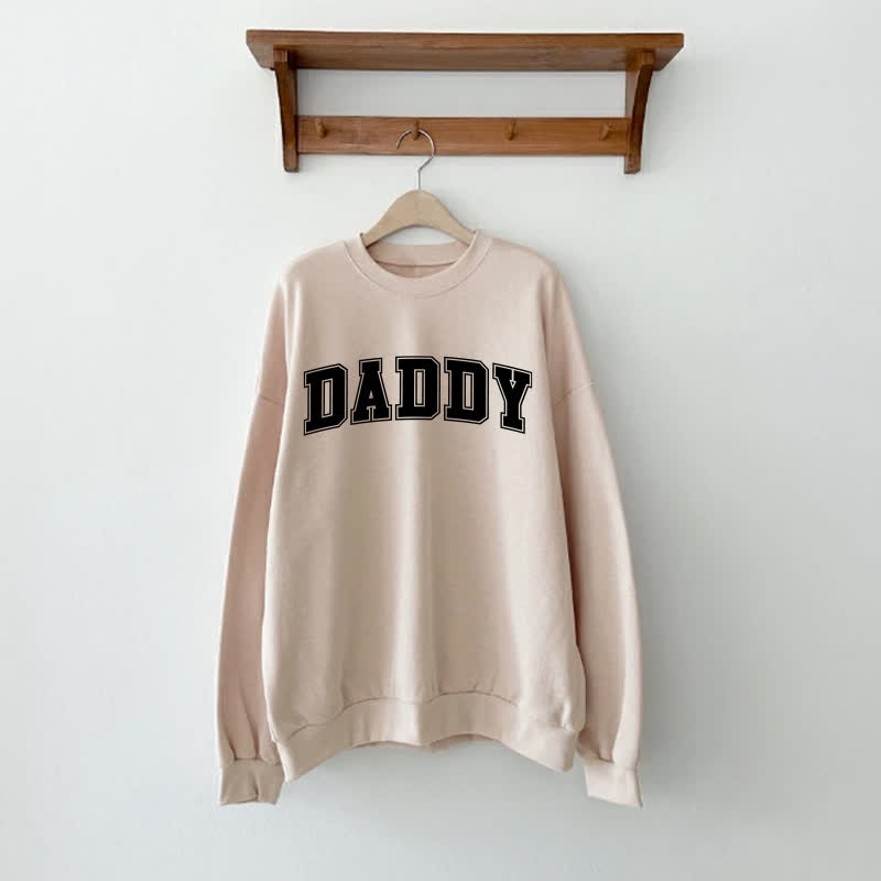 Felpa da famiglia beige con slogan "PAPÀ/PAPÀ'S MINI" - Beige - Felpa da adulto: XL - image 3