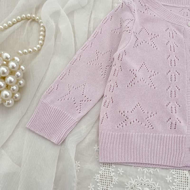 Cardigan girocollo in maglia per bambina - image 6